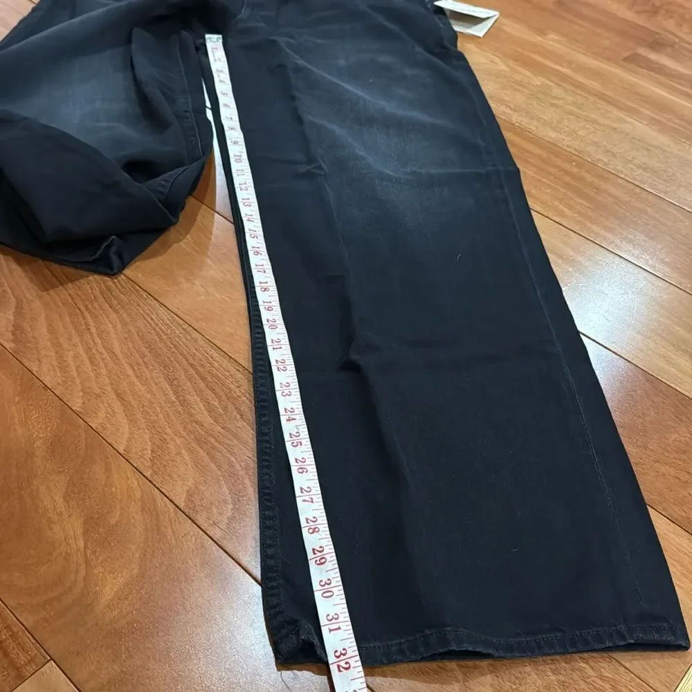 NWT MOTHER Women's The Spinner Zip Sneak Wide Leg Jeans‎ In Magic Black Size 33